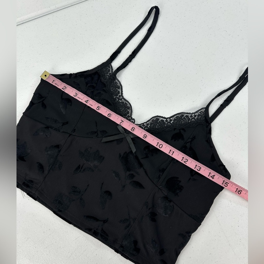 Madden Girl Black Velvet Babydoll Cami Lace Floral Y2K Whimsigoth Romantic XL - Picture 5 of 10